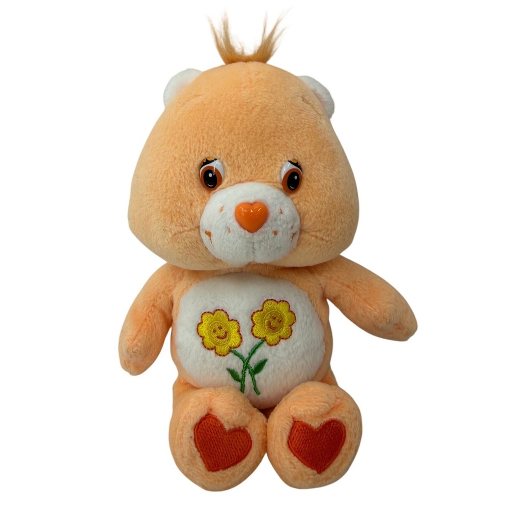 Care Bears Friend Bear Plush 2002 Play Along Orange Sunflowers 8" Stuffed Toy